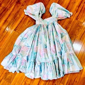 SELKIE poofy mumu pastel water color dress vintage style cottage core sm…